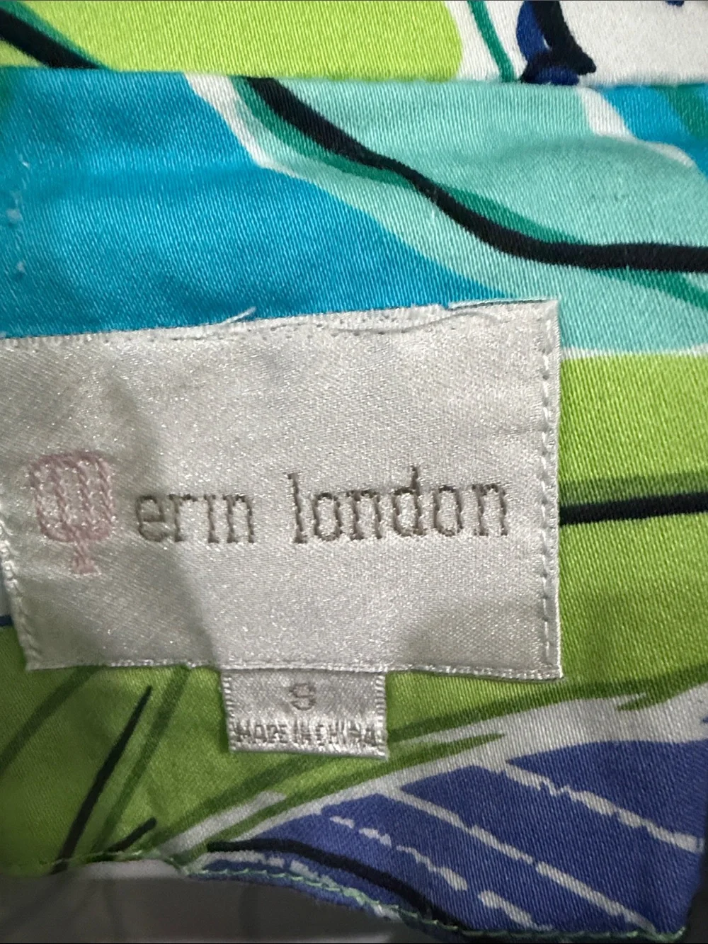 erin london Blue Green Floral Cropped Jacket